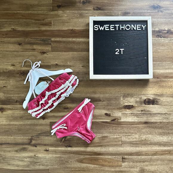 NWT SweetHoney Milly Frilly Two Piece Nautical Red Anchor Swimsuit Ruffle 18M/2T - Picture 1 of 10